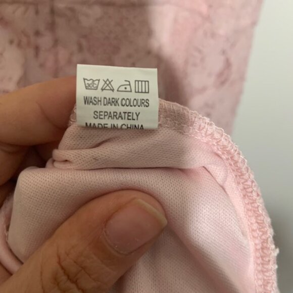 Lamilus Soft Pink Lace Crochet Floral Wedding Cocktail Party Dress - Size M - Picture 8 of 8